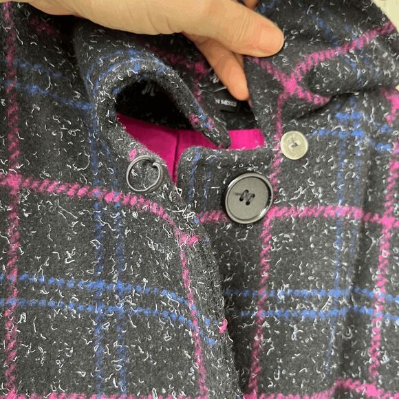 VTG 70s Miss New Yorker Plaid Wool Blend Coat – Hot Pink Lining – S/M - Picture 8 of 10